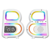 2024 New B-Shaped Blutooth Speaker Multifunctional Smart Music Rhythm Lighting Phone Wireless Charger TF Card AUX Input Standard Mode Charge Hub X
